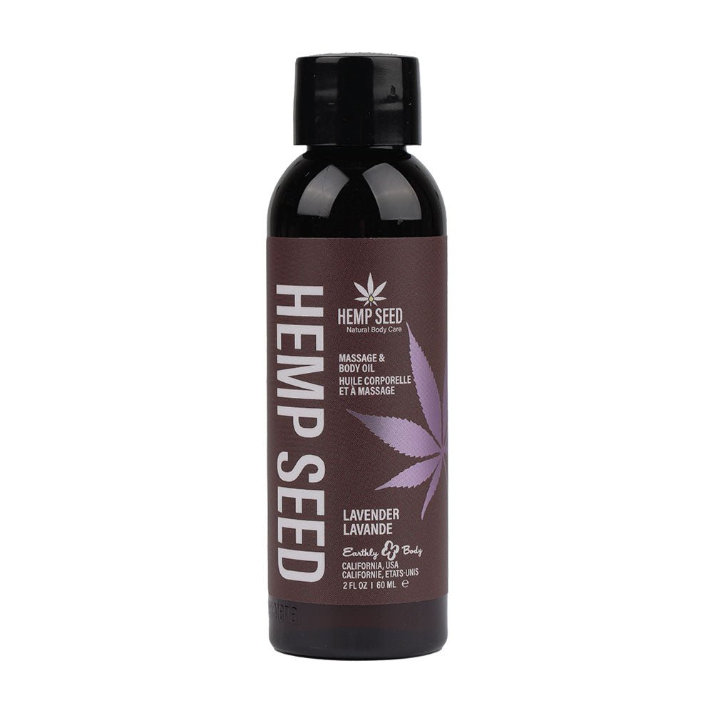 Hemp Seed Massage & Body Oil - Lavender Scented - 59 ml Bottle - Silk and Sin