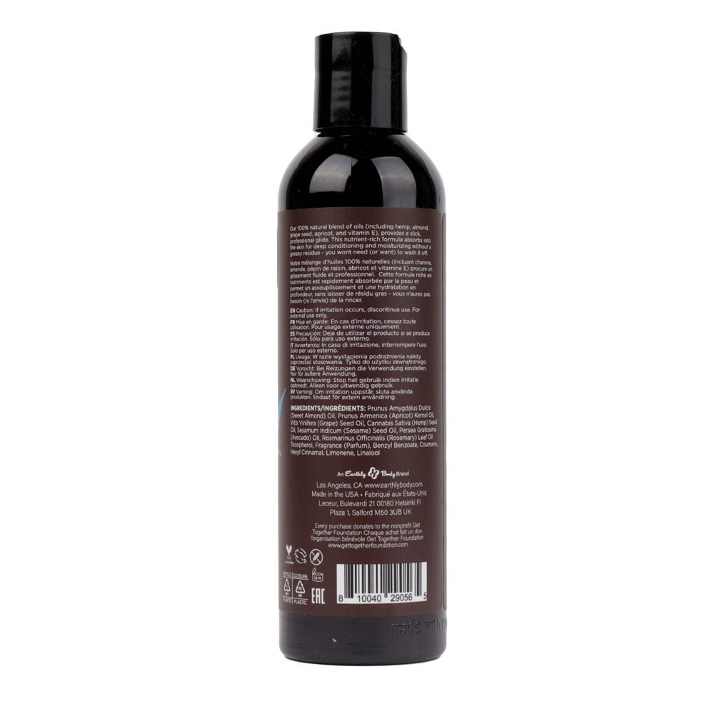 Hemp Seed Massage & Body Oil - Sunsational (Italian Bergamot, Juniper Berries & White Wood) Scented - 237 ml Bottle - Silk and Sin