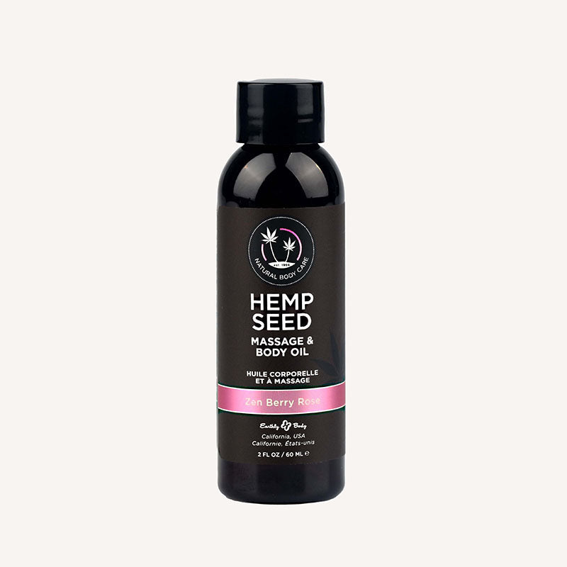 Hemp Seed Massage & Body Oil - Zen Berry Rose (Blackberry, Yellow Rose & Amber) Scented - 59 ml - Silk and Sin
