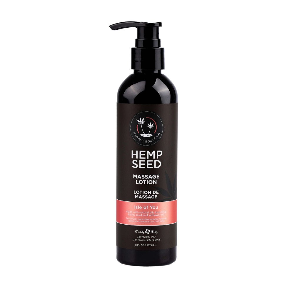 Hemp Seed Massage Lotion - Isle Of You (Coconut Water, Citrus & Vanilla) Scented - 237 ml Bottle - silkandsin