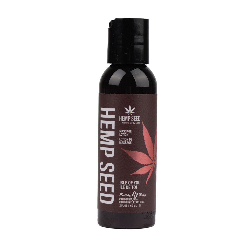 Hemp Seed Massage Lotion - Isle Of You (Coconut Water, Citrus & Vanilla) Scented - 59 ml Bottle - Silk and Sin