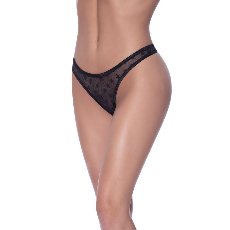 High Waist Micro Star Thong Black - Silk and Sin