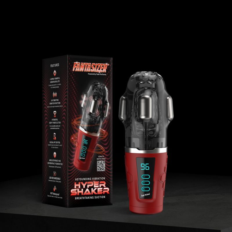Hypershaker Automatic App Controlled LCD Masturbator Red - Silk and Sin