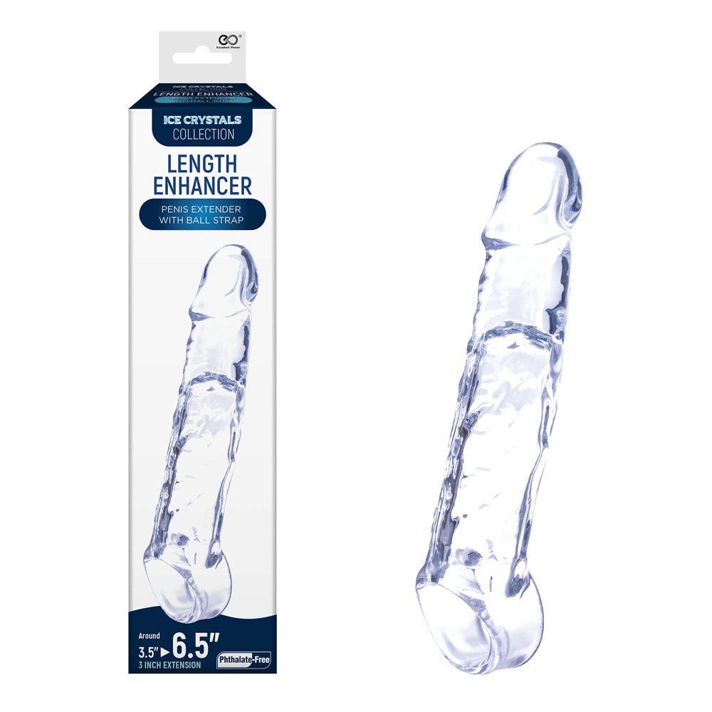 Ice Crystals 3 Inch Length Enhancer - Clear 3 Inch Penis Extension Sleeve - Silk and Sin