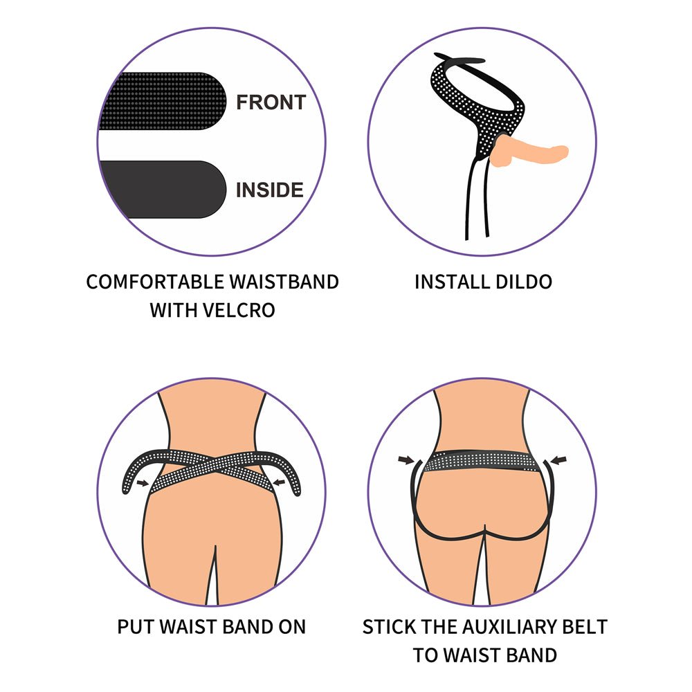 Ingen Easy Strap-On Harness - Black Adjustable Strap-On Harness (No Probe Included) - Silk and Sin