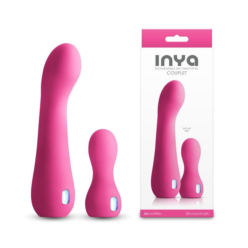 INYA Couplet - Pink - Pink USB Rechargeable Vibrators - Set of 2 Sizes - Silk and Sin