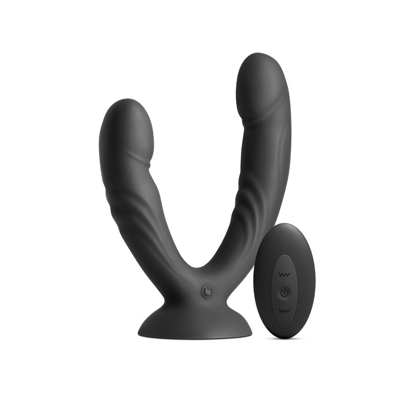 INYA Duet - Black - Black USB Rechargeable Vibrating Double Dildo with Wireless Remote - Silk and Sin