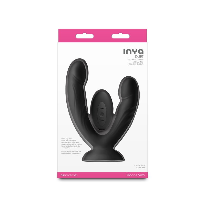 INYA Duet - Black - Black USB Rechargeable Vibrating Double Dildo with Wireless Remote - Silk and Sin