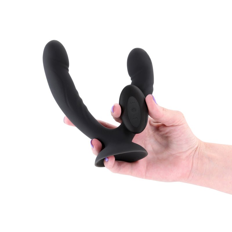 INYA Duet - Black - Black USB Rechargeable Vibrating Double Dildo with Wireless Remote - Silk and Sin