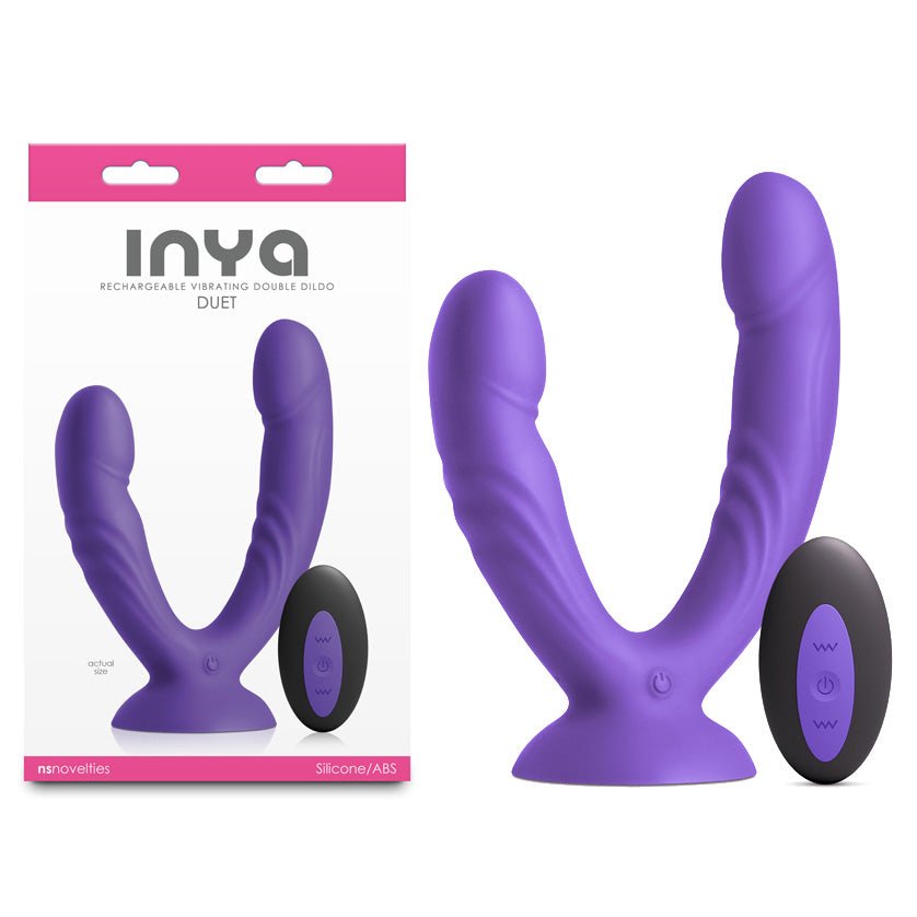 INYA Duet - Purple - Purple USB Rechargeable Vibrating Double Dildo with Wireless Remote - Silk and Sin