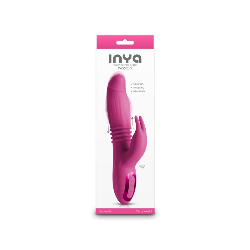 INYA Passion - Pink - Pink 22.2 cm USB Rechargeable Thrusting Rabbit Vibrator - Silk and Sin