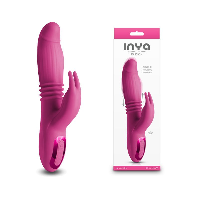 INYA Passion - Pink - Pink 22.2 cm USB Rechargeable Thrusting Rabbit Vibrator - Silk and Sin