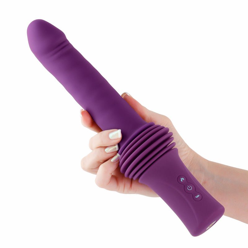 INYA Super Stroker - Purple - Purple 36.8 cm USB Rechargeable Thrusting Vibrator with Remote Control & Stand - Silk and Sin