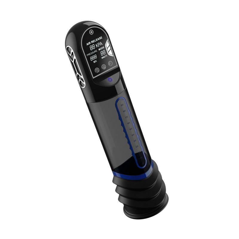 ISP90 Curve Infrared Automatic LCD Penis Pump Blue - Silk and Sin