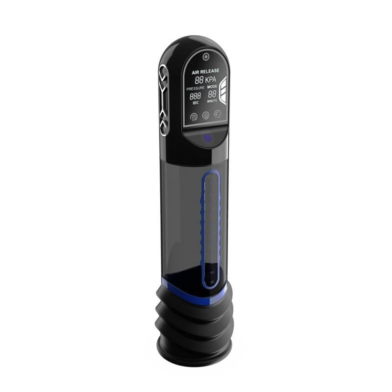 ISP90 Curve Infrared Automatic LCD Penis Pump Blue - Silk and Sin
