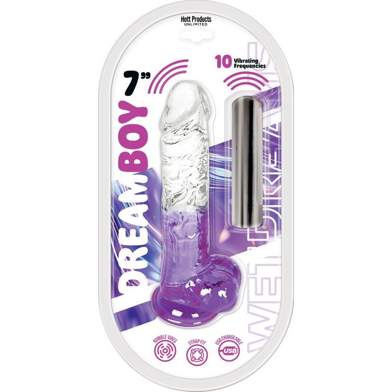 Jelly Vibrator Dream Boy USB 7in Purple - Silk and Sin