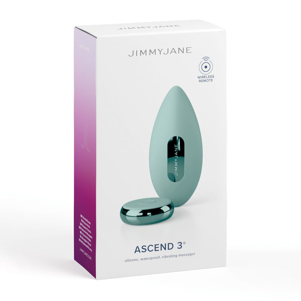 JimmyJane Ascend 3 - Teal 9 cm USB Rechargeable Stimulator with Wireless Remote - Silk and Sin