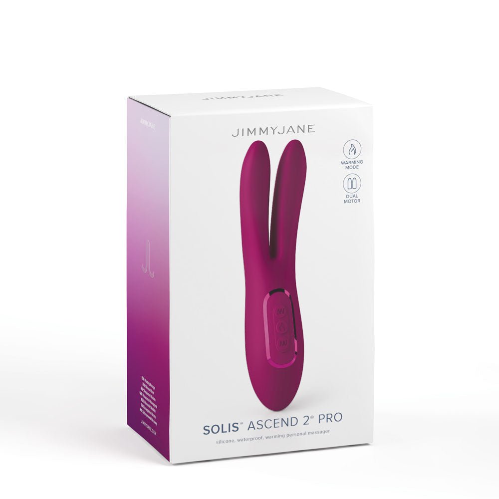 JimmyJane Solis Ascend 2 PRO - Purple 16 cm USB Rechargeable Dual Tip Stimulator - Silk and Sin