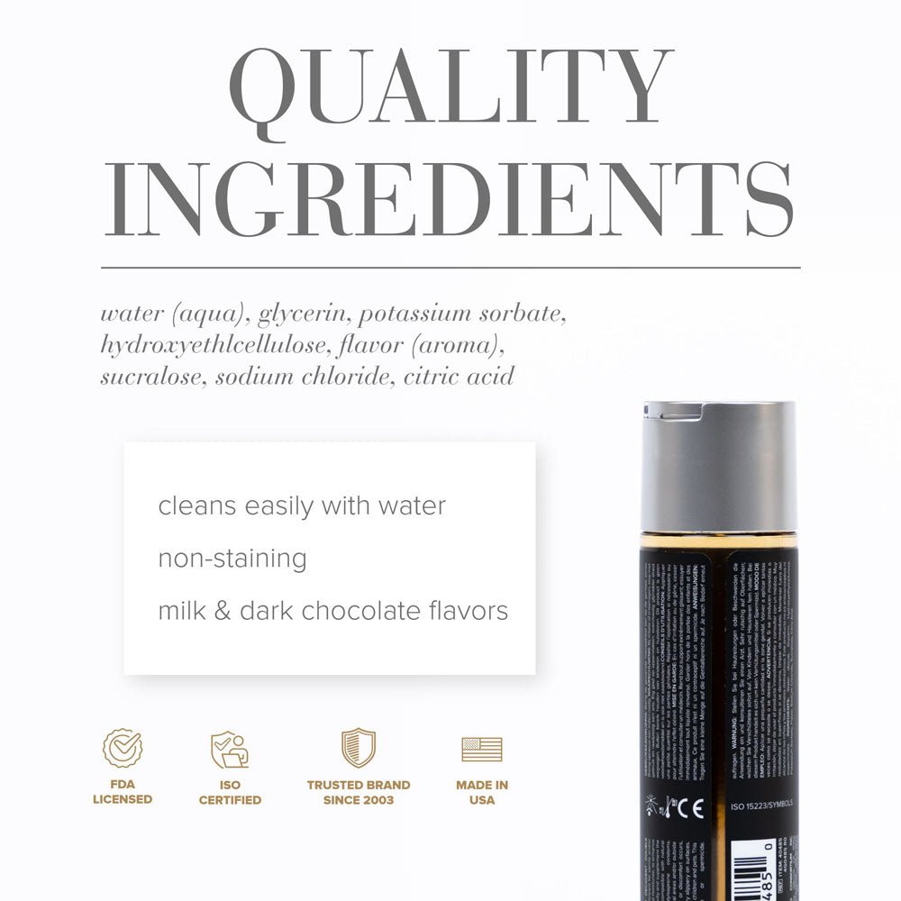 JO Gelato Decadent Double Chocolate Lubricant - 120 mL - Chocolate Flavoured Water Based Lubricant - 120 ml Bottle - Silk and Sin