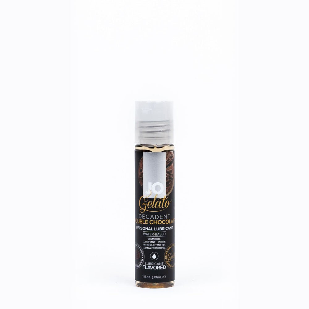 JO Gelato Decadent Double Chocolate Lubricant - 30 mL - Chocolate Flavoured Water Based Lubricant - 30 ml Bottle - Silk and Sin