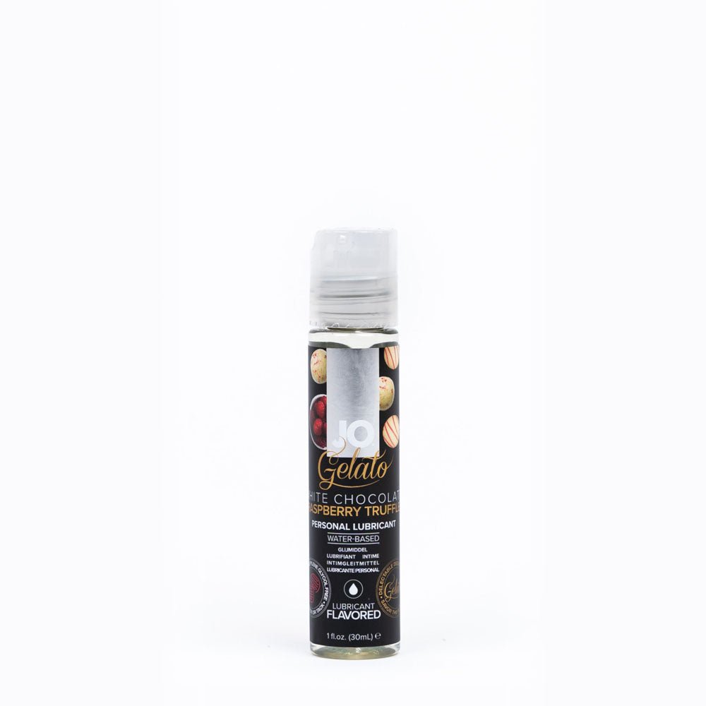 JO Gelato White Chocolate Raspberry Lube - 30 mL - White Chocolate Raspberry Flavoured Water Based Lubricant - 30 ml Bottle - Silk and Sin
