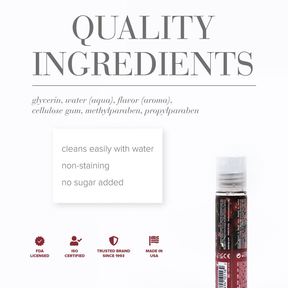 JO H2O Cherry Burst Lube - 30 mL - Cherry Flavoured Water Based Lubricant - 30 ml Bottle - Silk and Sin