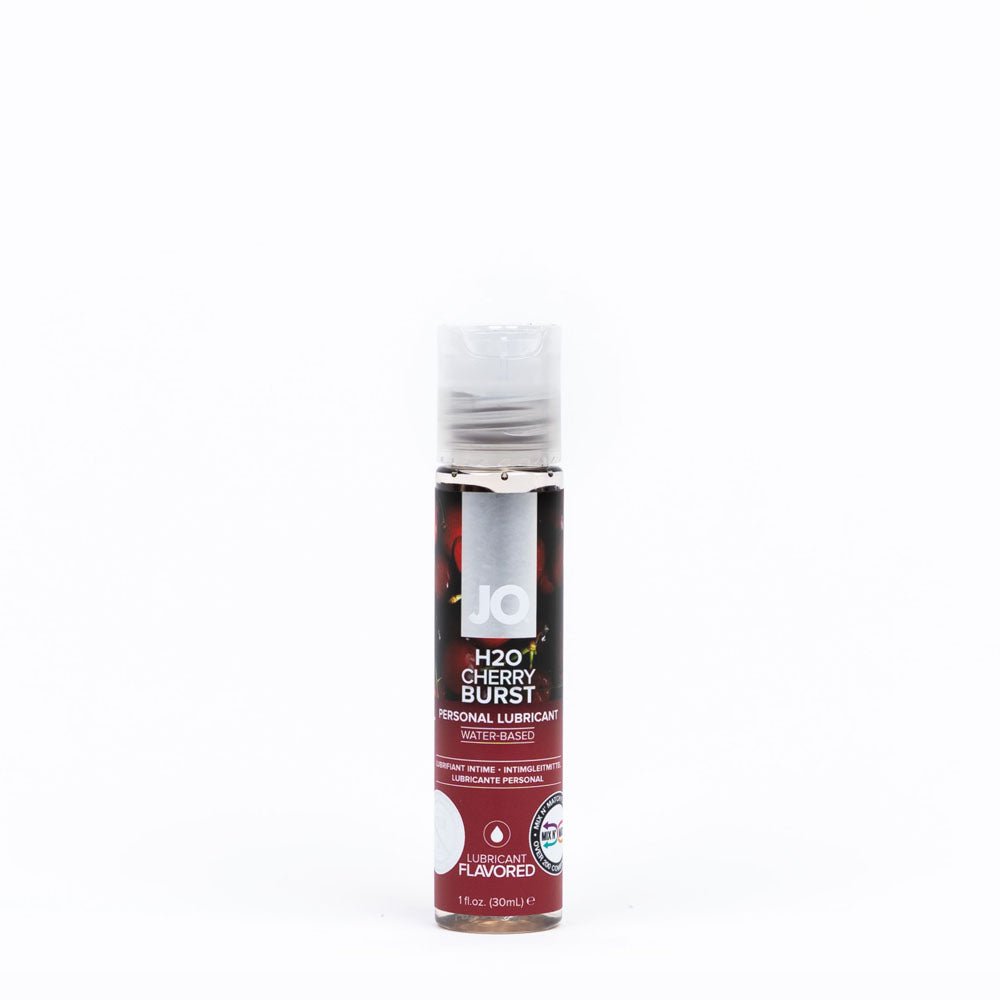 JO H2O Cherry Burst Lube - 30 mL - Cherry Flavoured Water Based Lubricant - 30 ml Bottle - Silk and Sin
