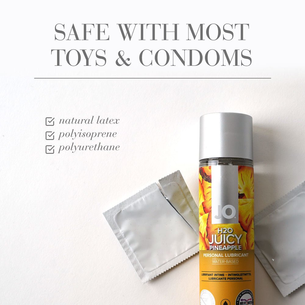 JO H2O Juicy Pineapple Lube - 30 mL - Pineapple Flavoured Water Based Lubricant - 30 ml Bottle - Silk and Sin