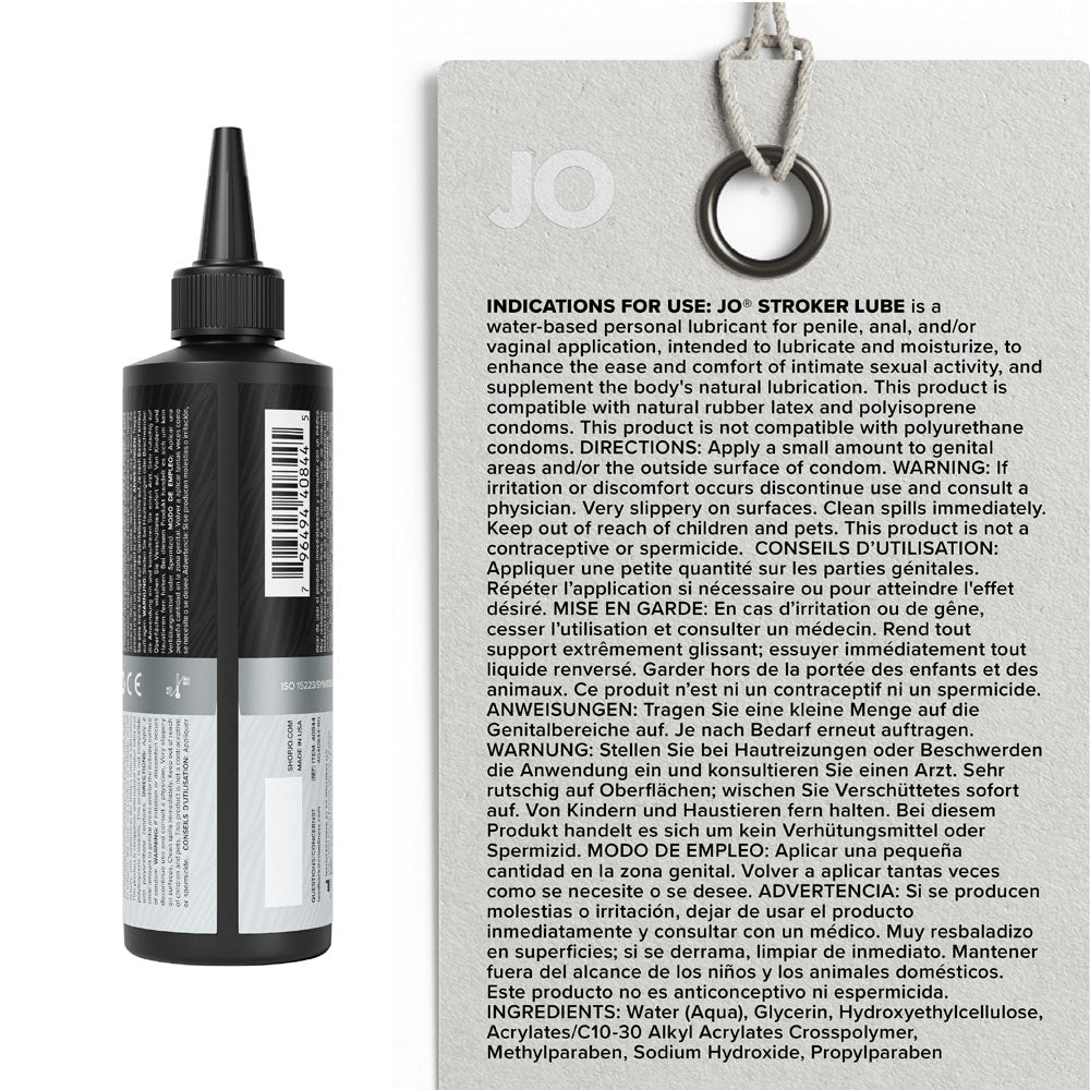 JO Stroker Lube - 240ml - Water Based Stroker Lubricant - 240 ml Bottle - silkandsin