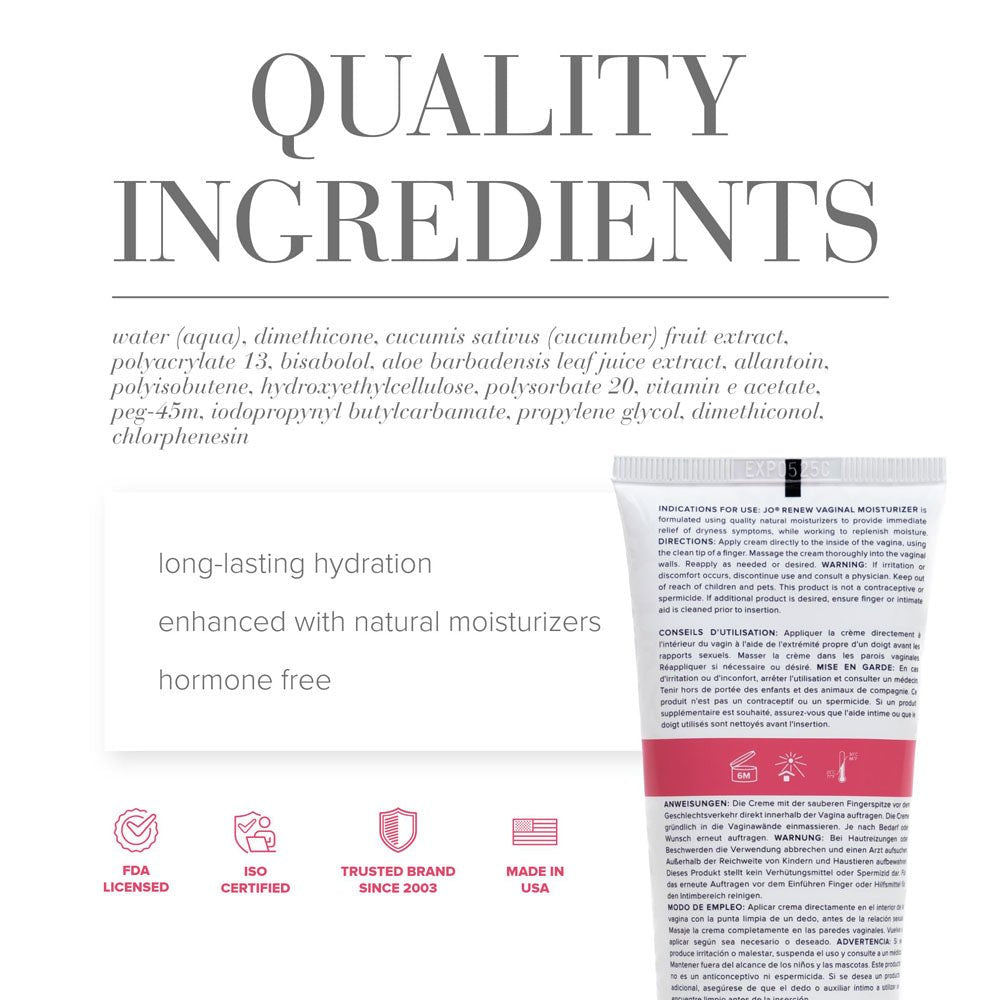 JO Vaginal Moisturiser - 120ml - Vaginal Dryness Moisturiser - 120 ml Tube - silkandsin