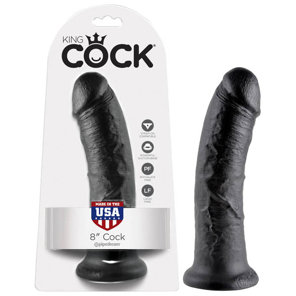 King Cock 8'' Cock - Black 20.3 cm (8'') Dong - silkandsin