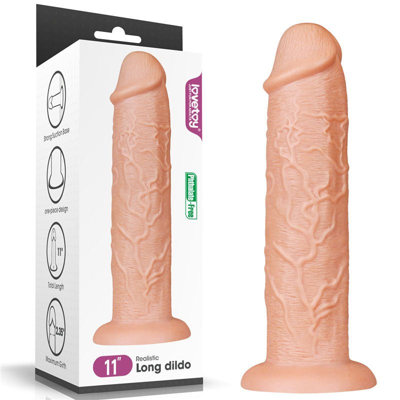 King Size 11'' Realistic Dildo - Flesh 28 cm Dong - Silk and Sin