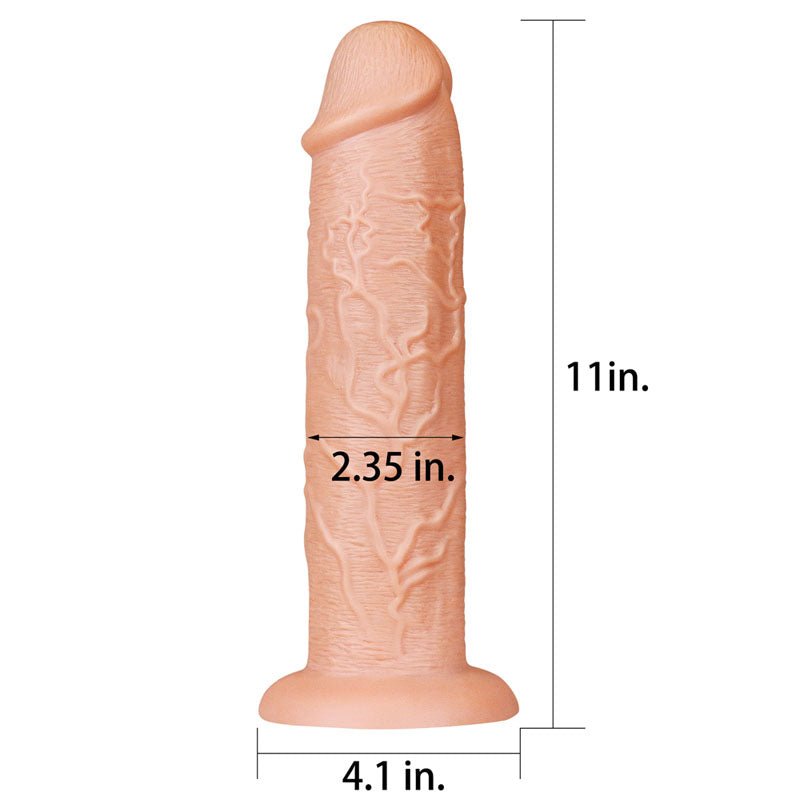 King Size 11'' Realistic Dildo - Flesh 28 cm Dong - Silk and Sin