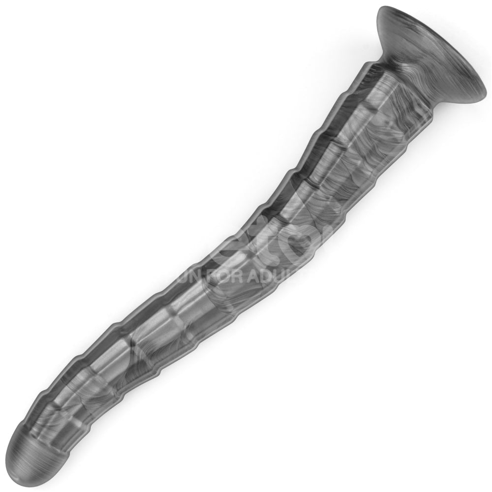 King Sized Vibrating Vibrax Slider - Grey 36.8 cm (14.5'') USB Rechargeable Vibrating Dildo - Silk and Sin