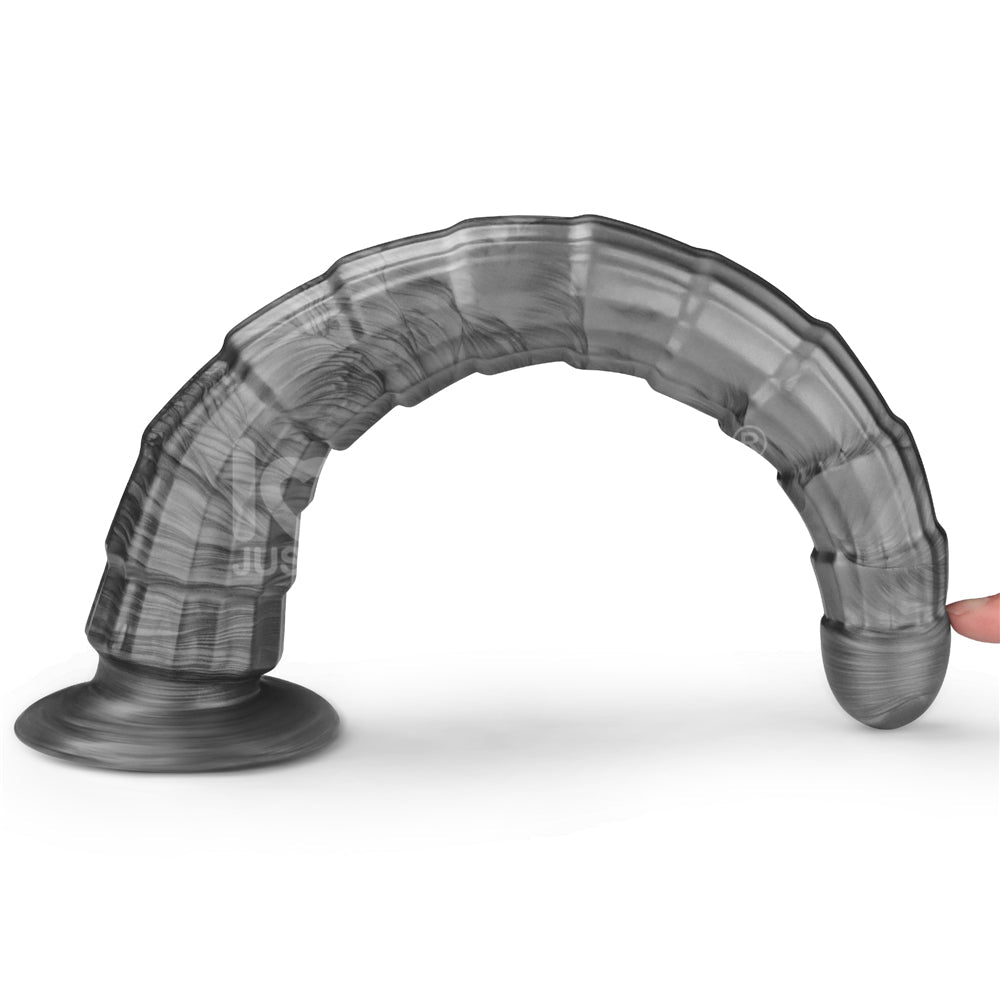 King Sized Vibrating Vibrax Slider - Grey 36.8 cm (14.5'') USB Rechargeable Vibrating Dildo - Silk and Sin