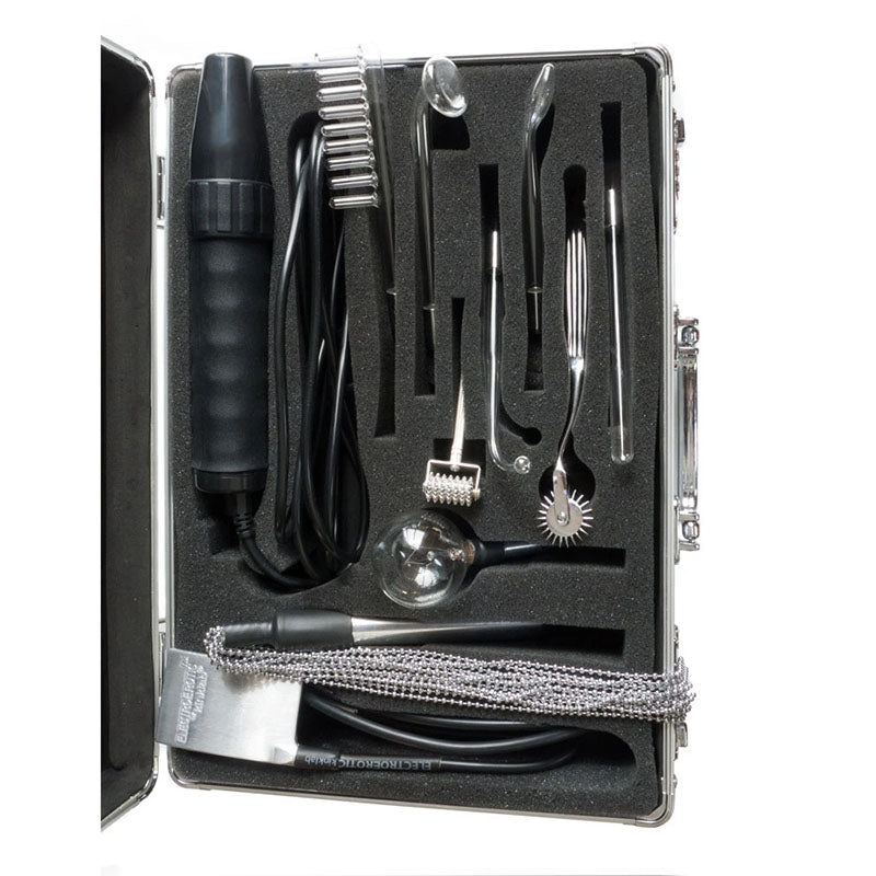 KinkLab Agent Noir Neon Wand Kit - E-Stim Kit - 11 Piece Set - Silk and Sin