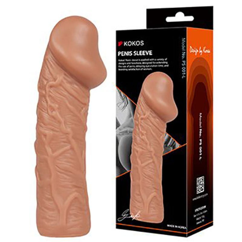 Kokos Penis Sleeve 1 - Flesh Large Penis Extension Sleeve - silkandsin