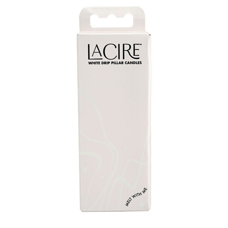 LaCire Drip Pillar Candles - White - White Drip Candles - Set of 3 - silkandsin
