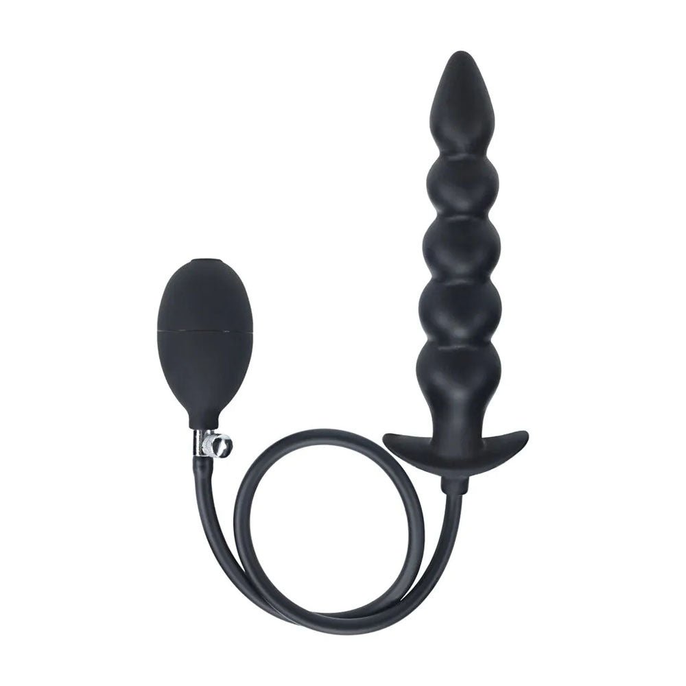 LEVELZ Beaded Inflatable Anal Plug - Black Inflatable Butt Plug - Silk and Sin