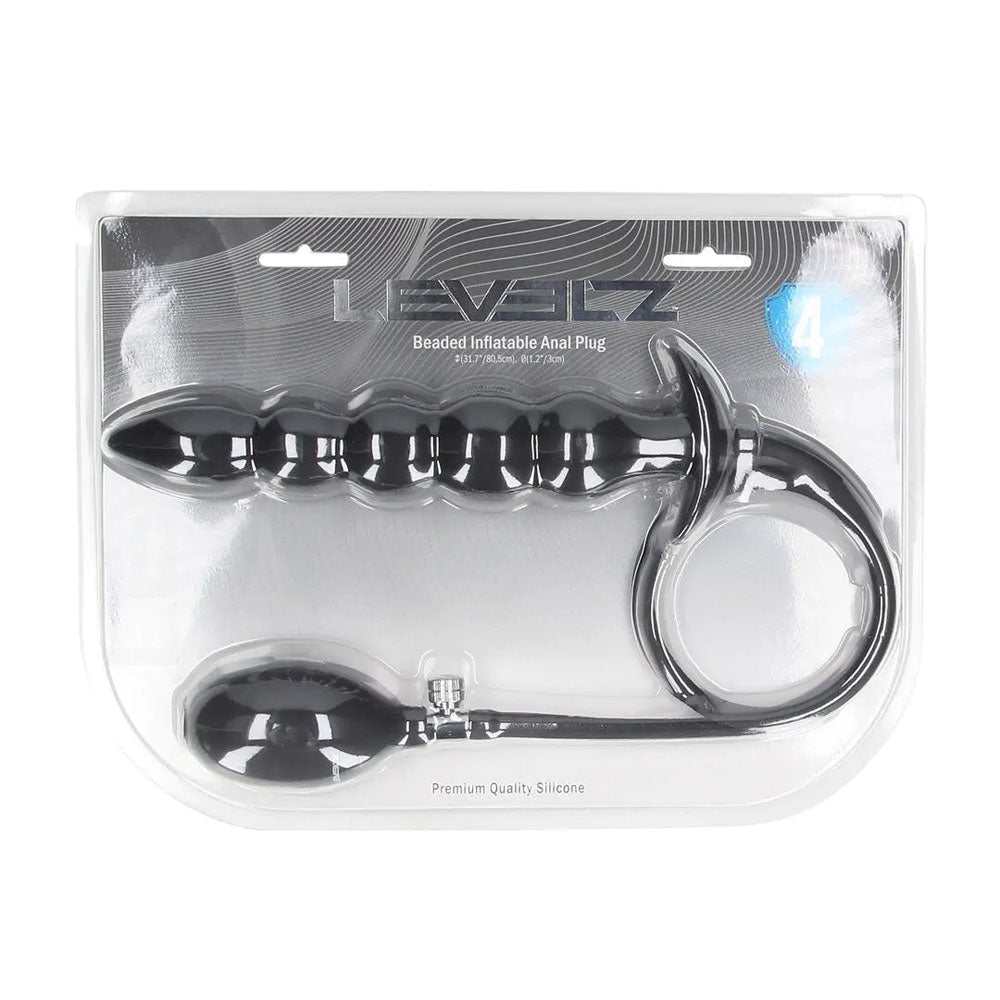 LEVELZ Beaded Inflatable Anal Plug - Black Inflatable Butt Plug - Silk and Sin