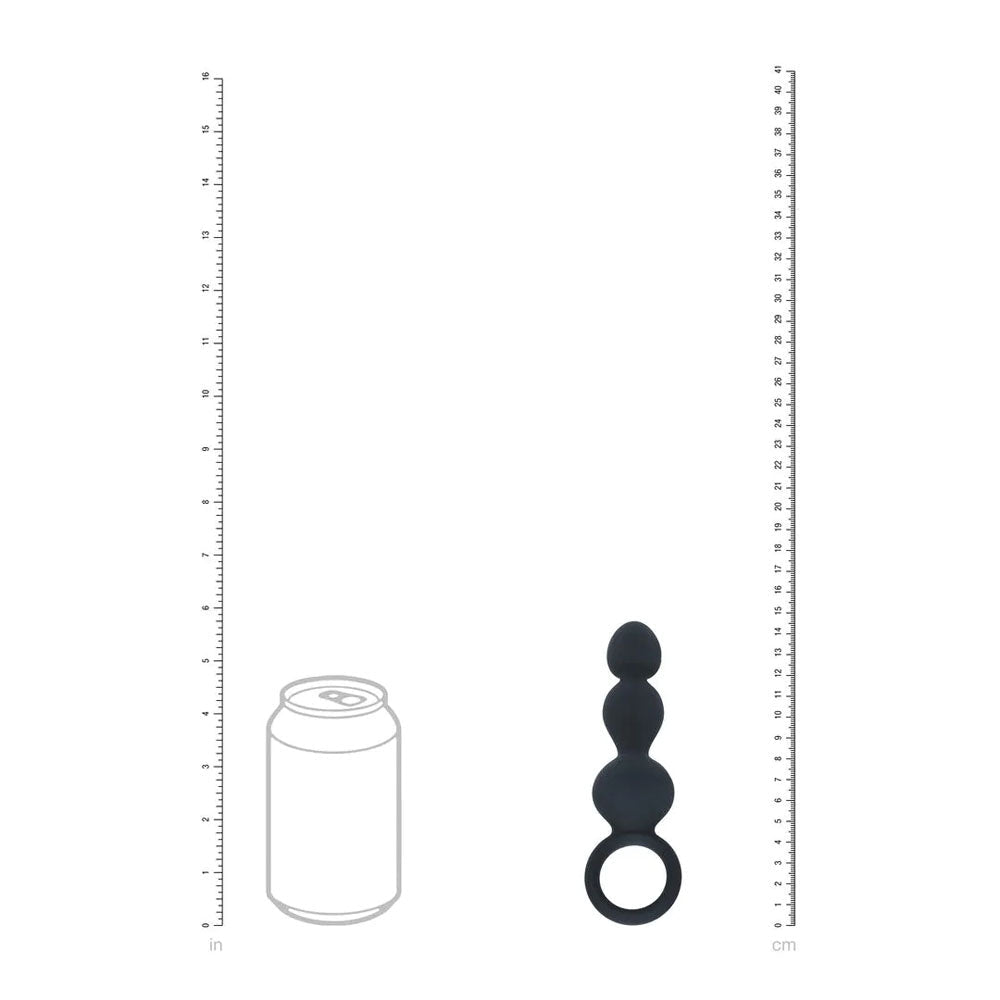 LEVELZ Beaded Silicone Anal Probe with Loop - Black 15.3 cm Beaded Anal Plug - Silk and Sin