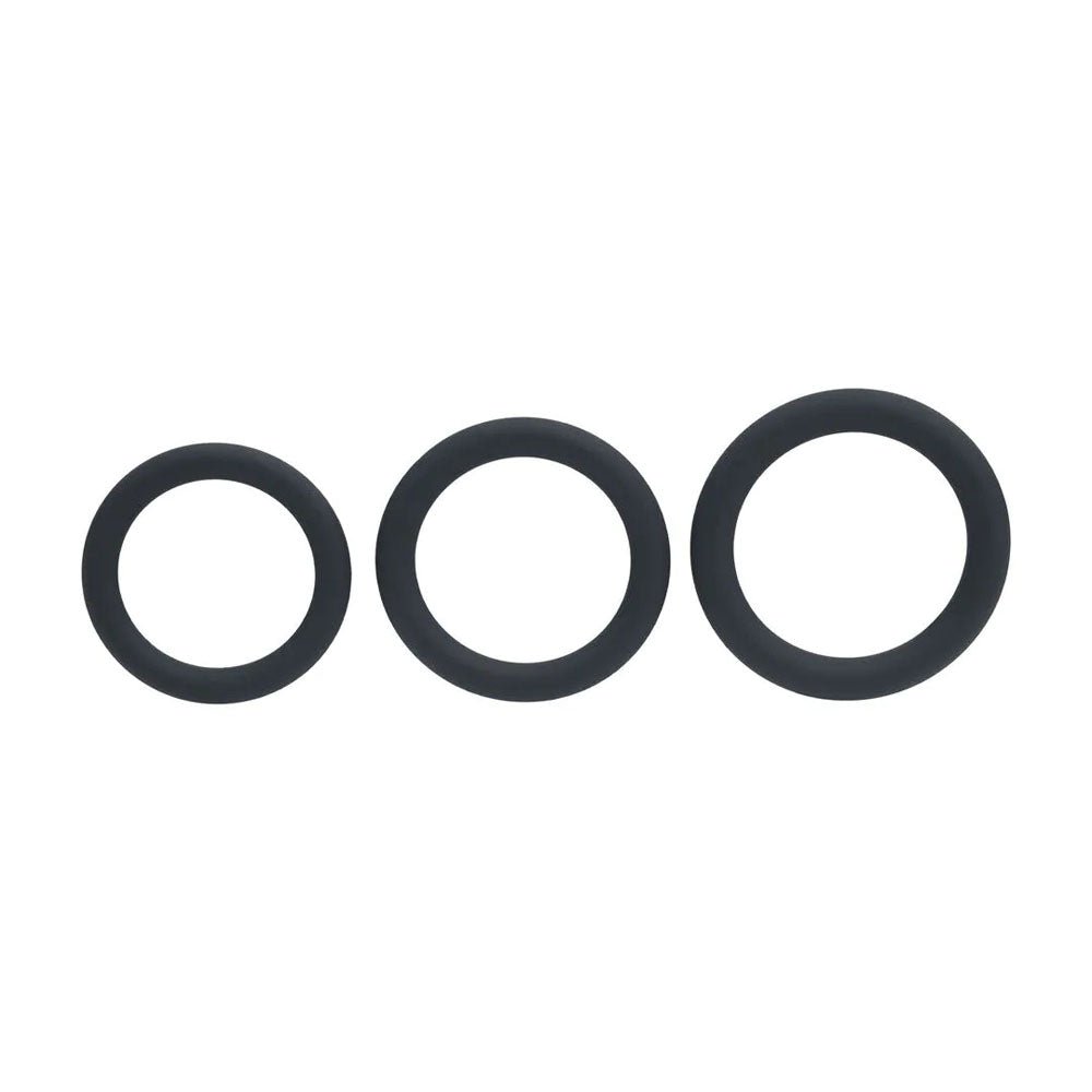 LEVELZ Classic Silicone Cock Ring Set - L/XL/XXL - Black Cock Rings - Set of 3 Sizes - Silk and Sin