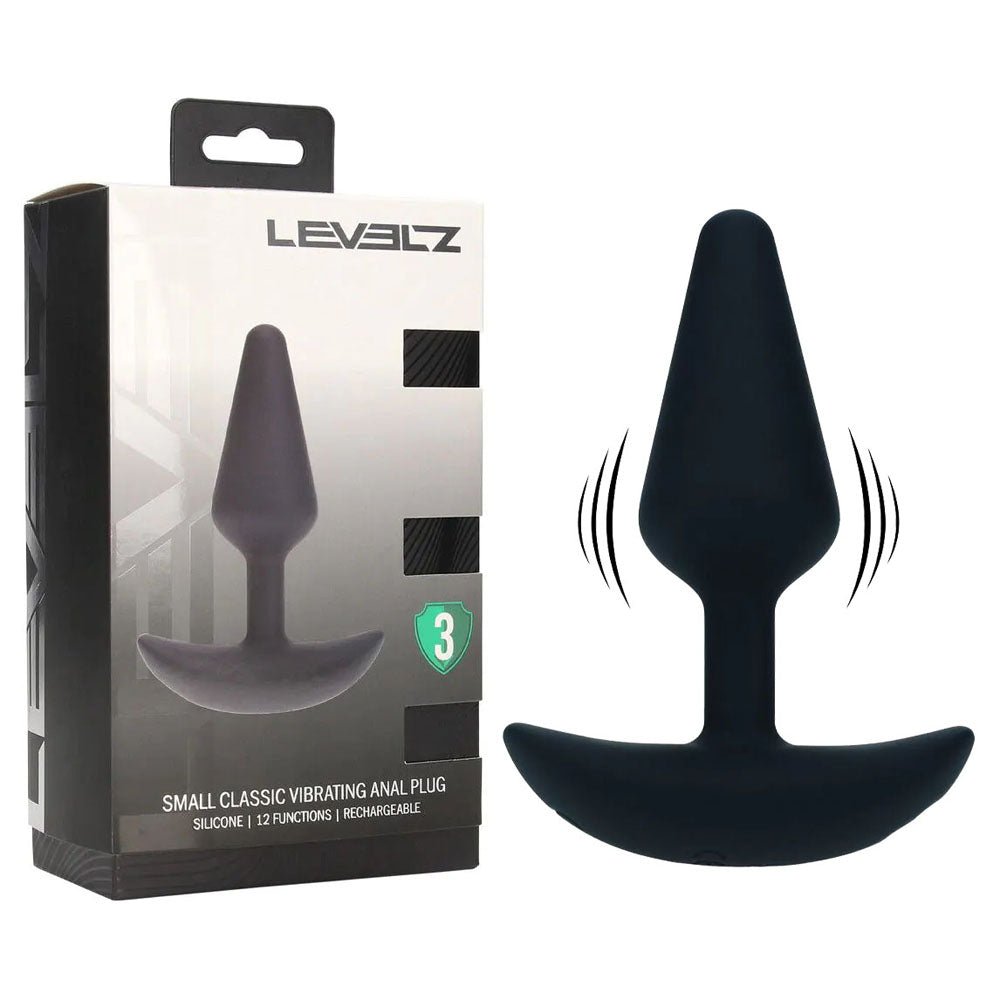LEVELZ Classic Vibrating Silicone Anal Plug - Small - Black Small USB Rechargeable Butt Plug - Silk and Sin