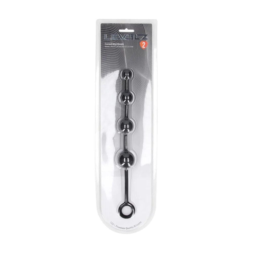 LEVELZ Curved Silicone Anal Beads - Black - Black 29.5 cm Anal Beads - Silk and Sin