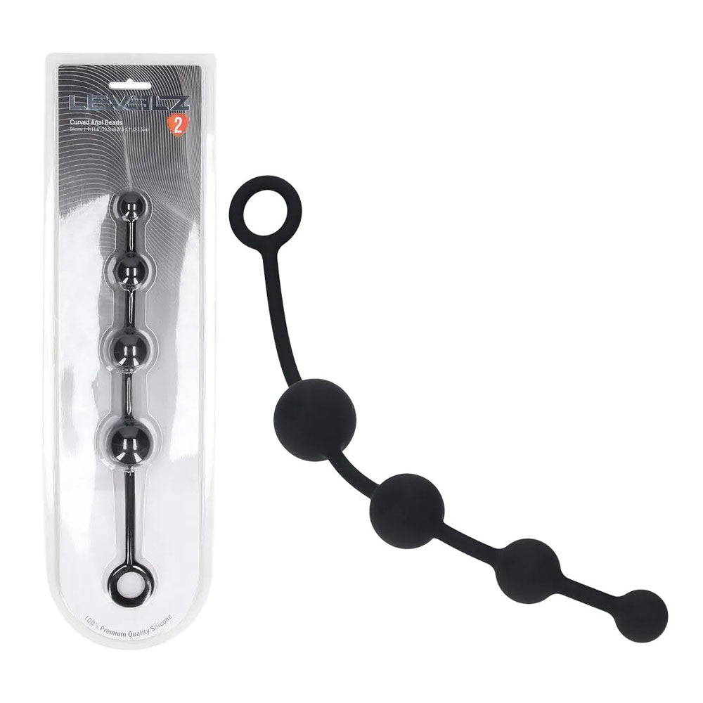 LEVELZ Curved Silicone Anal Beads - Black - Black 29.5 cm Anal Beads - Silk and Sin