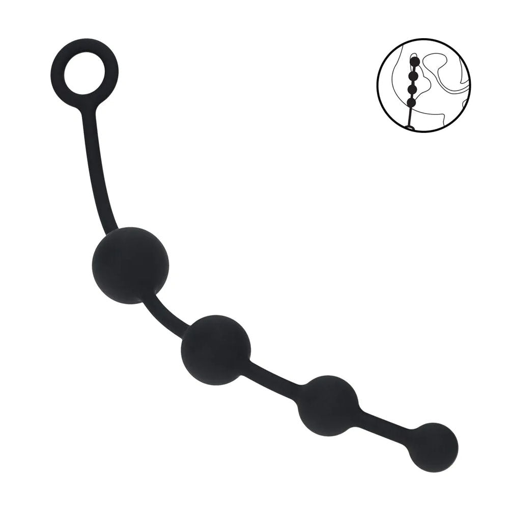 LEVELZ Curved Silicone Anal Beads - Black - Black 29.5 cm Anal Beads - Silk and Sin
