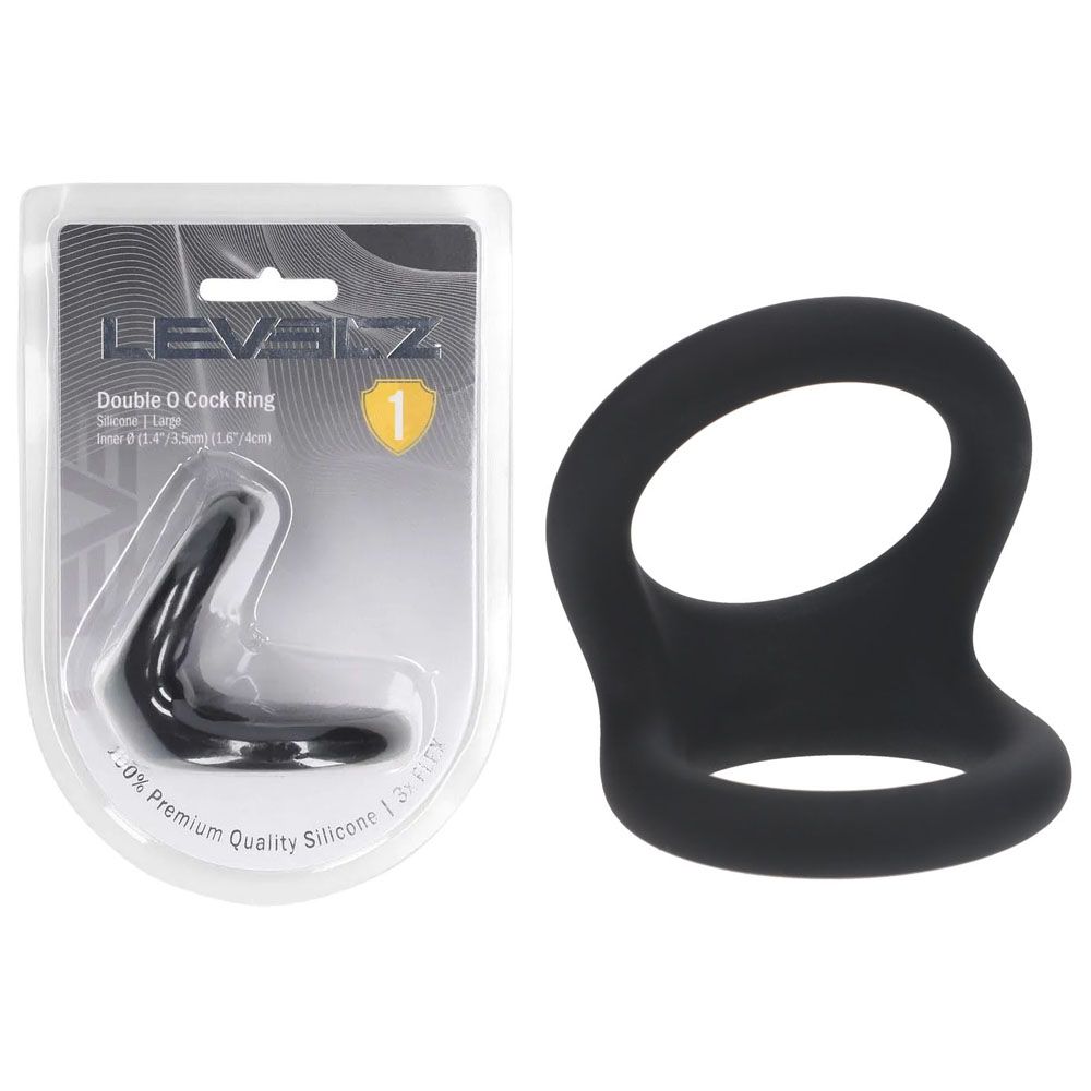 LEVELZ Double O Silicone Cock Ring - L - Black - Black Cock & Balls Rings - Silk and Sin