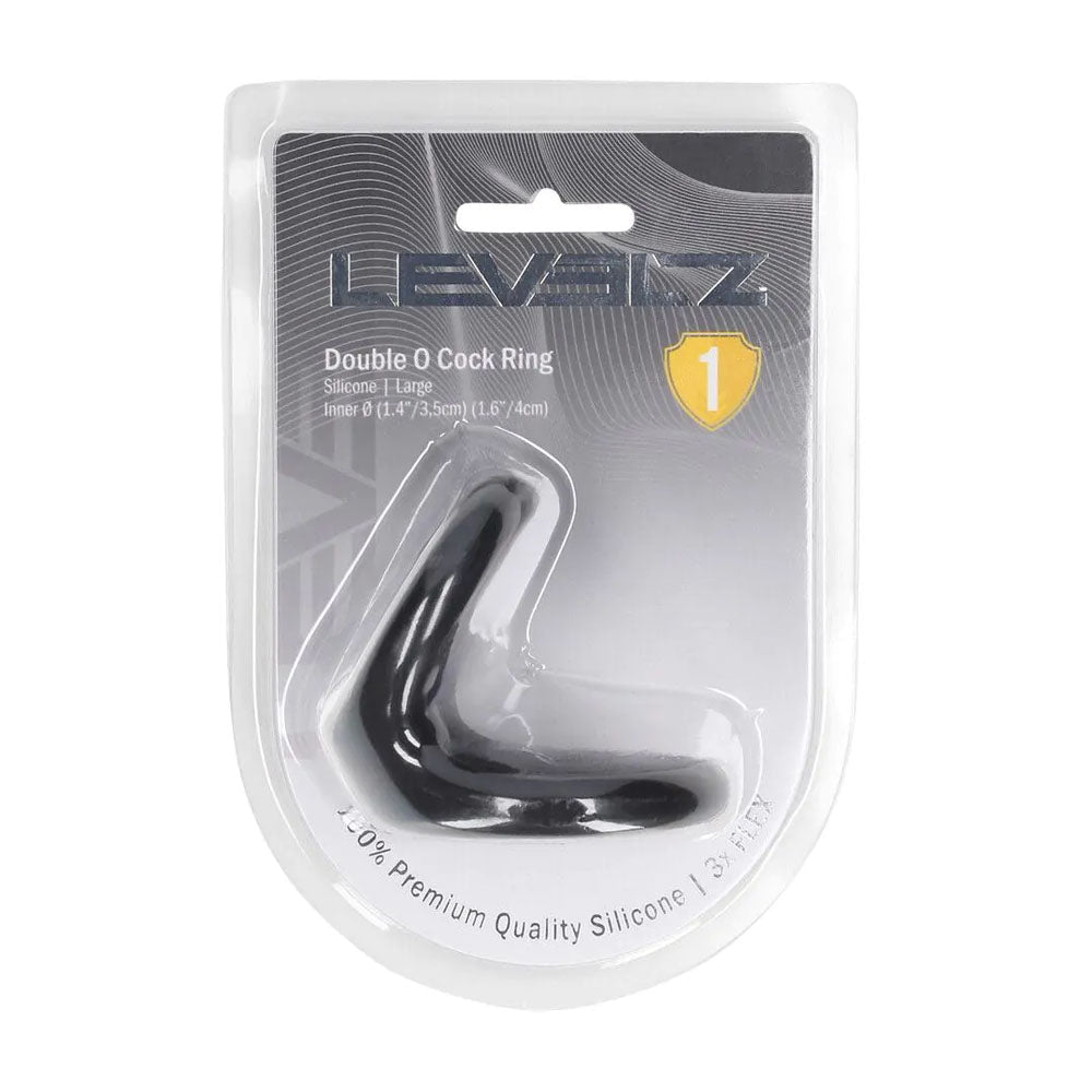 LEVELZ Double O Silicone Cock Ring - L - Black - Black Cock & Balls Rings - Silk and Sin