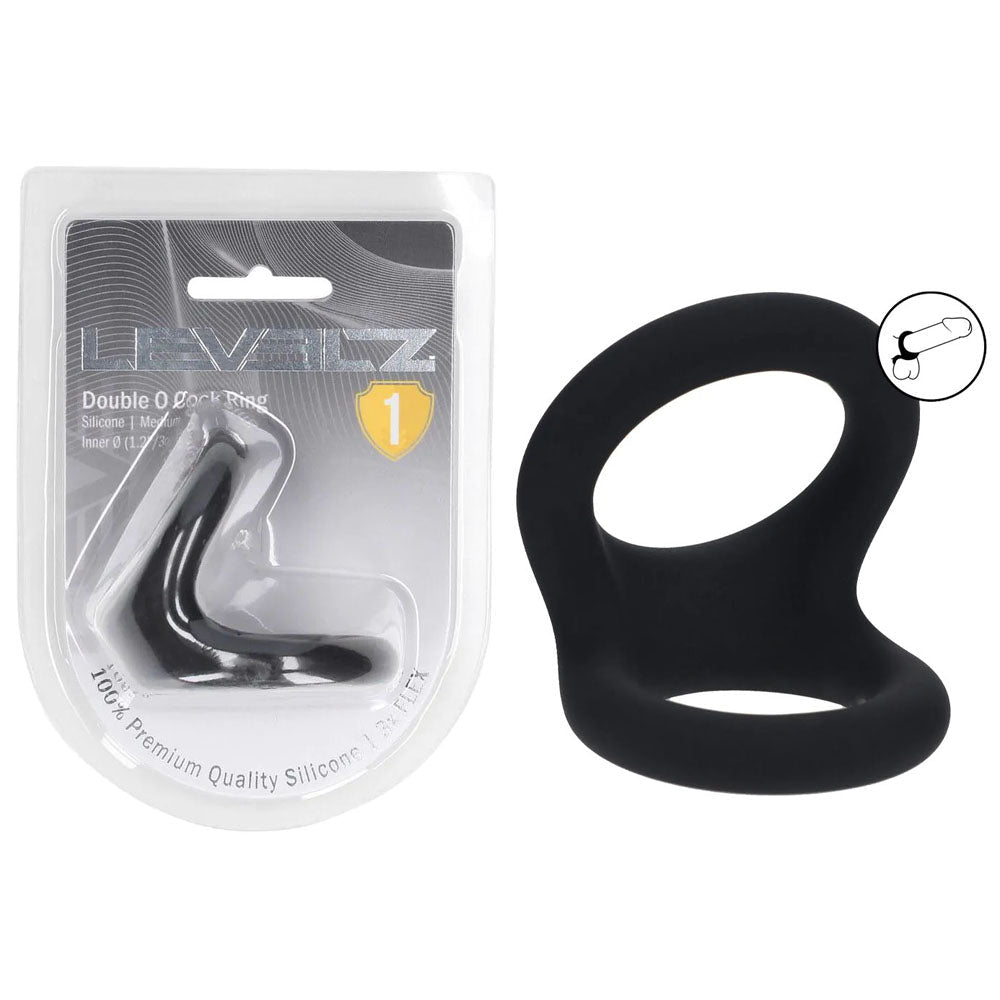 LEVELZ Double O Silicone Cock Ring - M - Black - Black Cock & Balls Rings - Silk and Sin