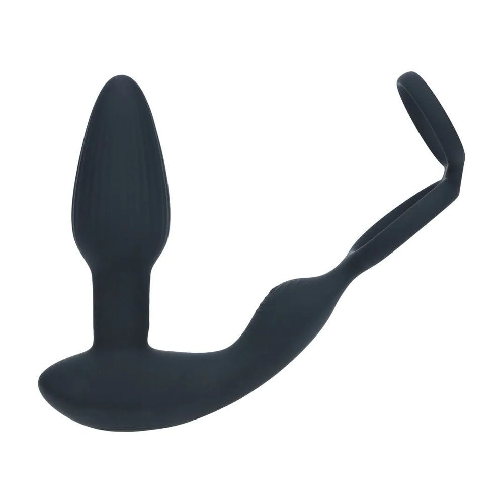 LEVELZ Dual Vibrating Prostate Stimulator with Cock Ring - Black USB Rechargeable Vibrating Butt Plug with Cock Ring - Silk and Sin